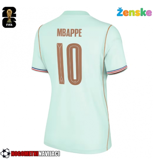 Ženske Nogometnih dresov Francija Kylian Mbappe #10 Gostujoči SP 2026 Kratki rokavi Ženske Nogometnih dresov Francija Kylian Mbappe #10 Gostujoči SP 2026 Kratki rokavi